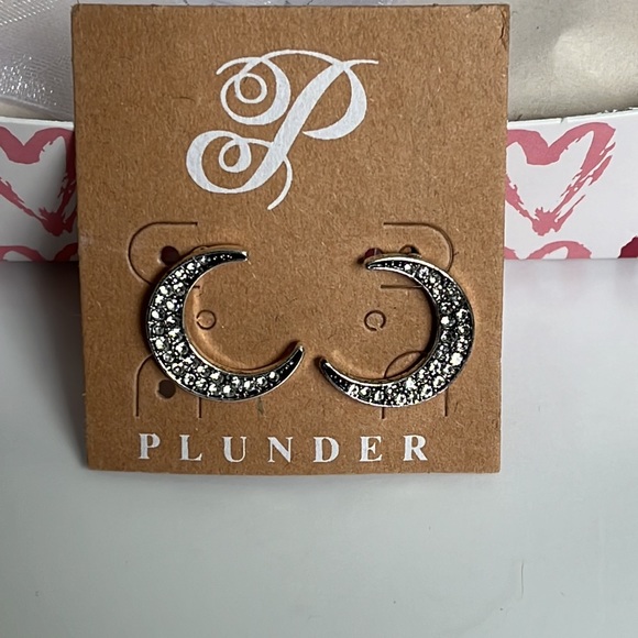 Brand new, never worn – Plunder Silver Moon post earrings with crystals - Picture 4 of 6